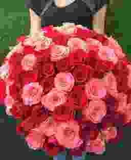 101 розовая роза (40 см)