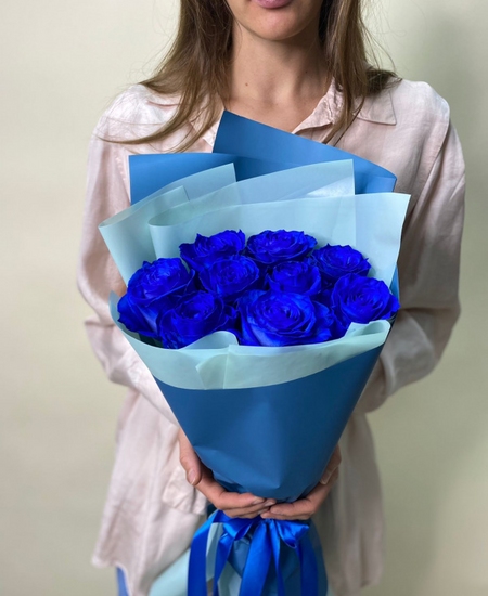 Букет 9 синих роз