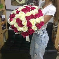 51 бело-розовая роза (40 см)